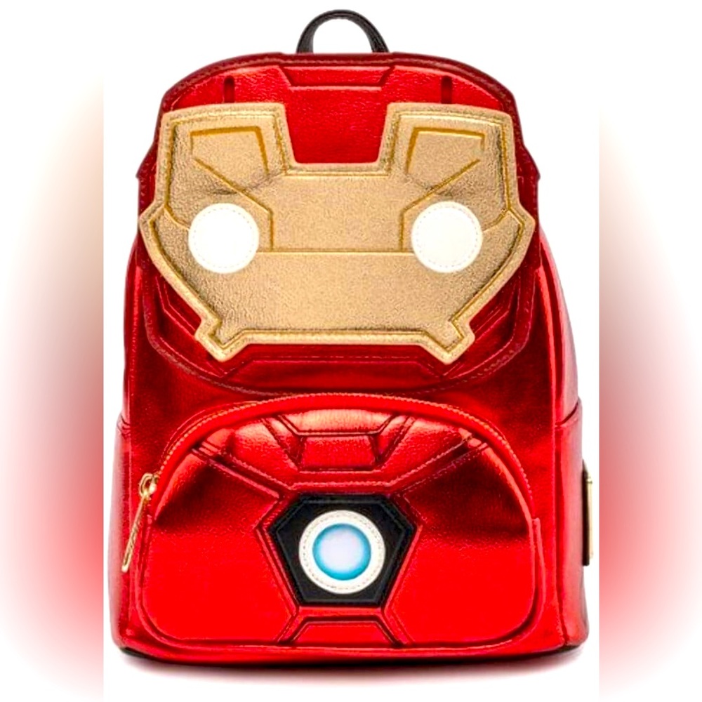 Loungefly Marvel Iron Man Light Up Mini Backpack and matching wallet.